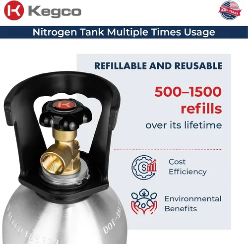 Miniatura 5 de Kegco Tanque de aire de nitrógeno de 33 pies cúbicos - Cilindro de gas de aluminio (vacío)