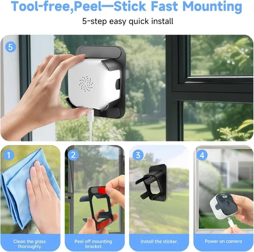 Miniatura 8 de Cámara de seguridad de ventana 4K para el hogar: Cámara de ventana WiFi de 2.4 GHz y 5 GHz con visión nocturna a color de doble luz - Cámara