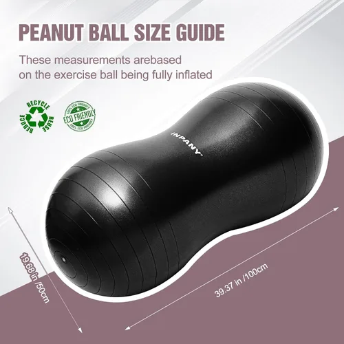 Miniatura 6 de INPANY Peanut Ball - Exercise Ball for Labor Birthing, Anti-Burst Physical Therapy for Kids, Core Strength, Flexible Seating, Home & Gym Fintness
