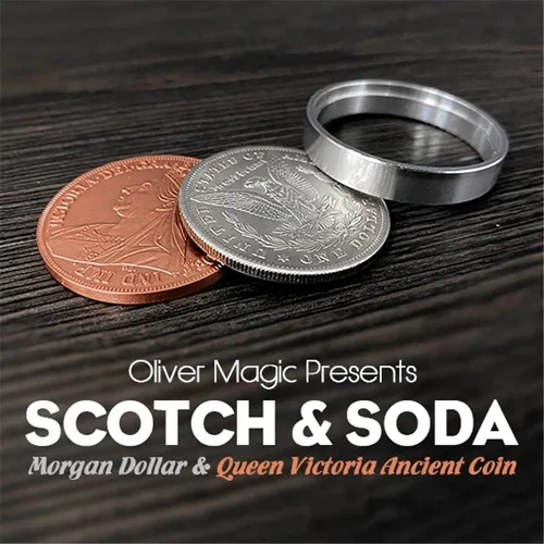 Miniatura 2 de ZQION Scotch & Soda de Oliver Magic (Morgan Dollar y Queen Victoria Ancient Moneda) Trucos de magia Moneda Gimmick Accesorios de Magia