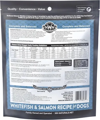Miniatura 7 de Northwest Naturals Alimento liofilizado para perros de pescado blanco y salmón - Nuggets de tamaño bocado - Sin granos, alta en proteínas, dieta