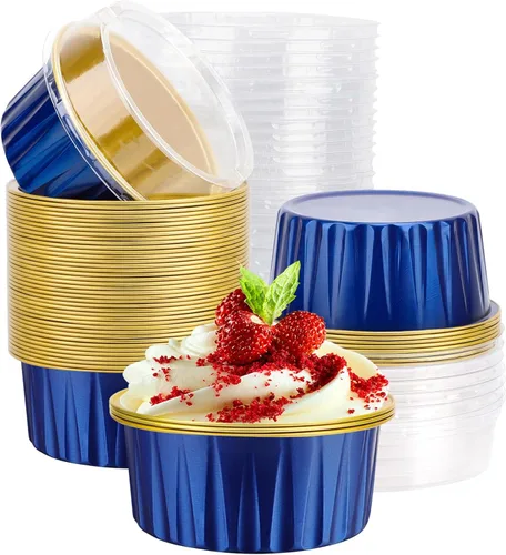 Miniatura 14 de EUSOAR Forros para cupcakes para hornear, 50 forros para magdalenas de 5 onzas, moldes de papel de aluminio desechables, recipientes de postre, 5