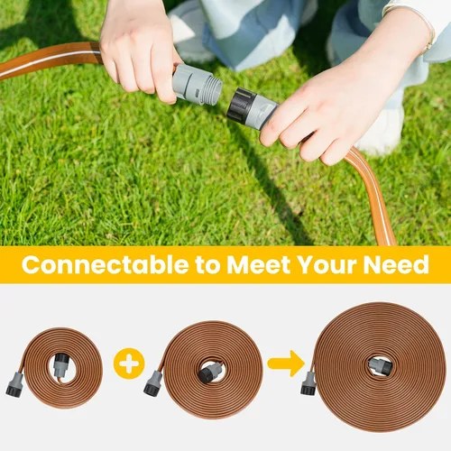 Miniatura 4 de LINEX Paquete de 2 mangueras de riego de 50 pies para jardín, manguera de riego con agujeros, sistema de rociadores de alta eficiencia para césped