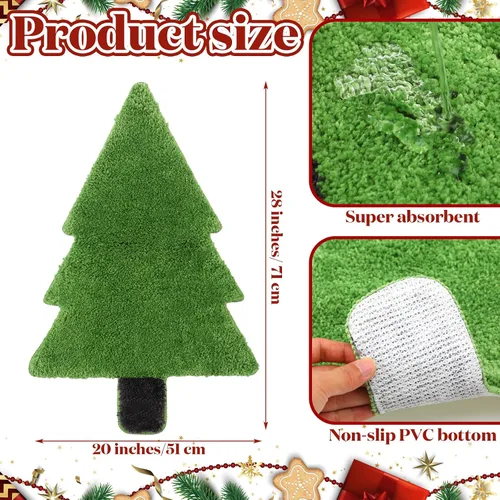 Miniatura 2 de Tinideya Alfombra de baño de árbol de Navidad para niños, 28 x 20 pulgadas, tapete de baño para bañera, árbol de Navidad, tapete de baño verde