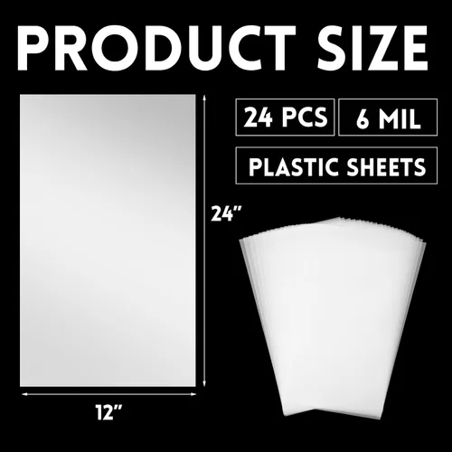 Miniatura 3 de Frienda Paquete de 24 hojas de plantillas en blanco de 6 mil, hojas de plástico de 12 x 24 pulgadas, material de plantilla de PET translúcido