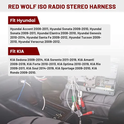 Miniatura 2 de RED WOLF Arnés de radio ISO para automóvil con adaptador de antena para Hyundai Elantra Accent 2008-2010, para 2009-2010 Kia Sportage Soul