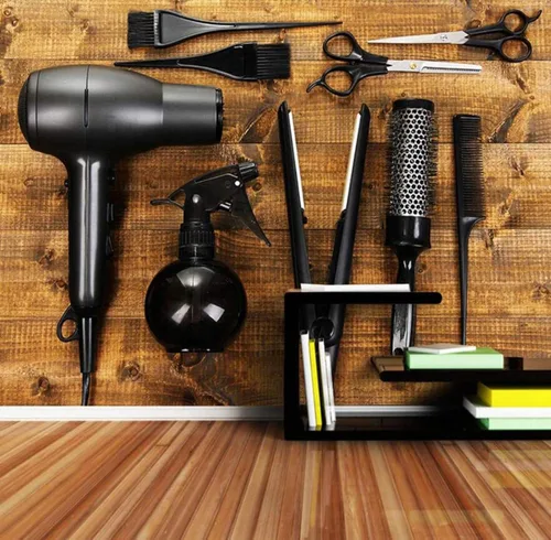 Miniatura 2 de LUVISS Papel pintado de pared 3D para peluquería y peluquería, papel pintado con tijeras para secador de pelo, impresión fotográfica, mural