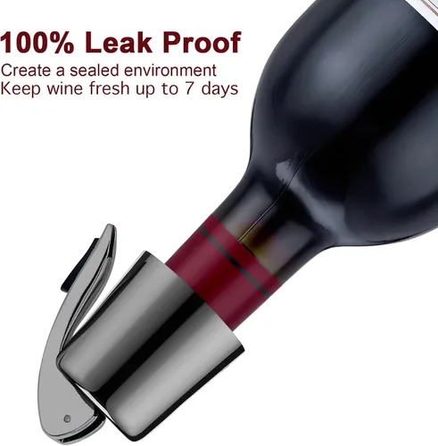 Miniatura 3 de Tapones de vino con tapón de vacío de acero inoxidable y corchos reutilizables de silicona, a prueba de fugas, mantiene el vino fresco, adecuado