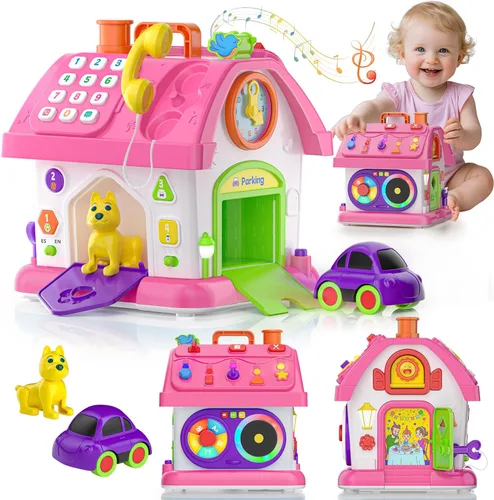 Juguetes Montessori Hurdaos para niñas de 1 año, 1er regalo de cumpleaños para bebés de un año, niña, niño, juguete de 12 a 18 meses, juguetes Rosa