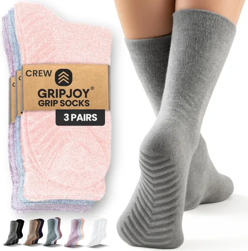 Miniatura 14 de Calcetines Gripjoy de agarre para mujer, antideslizantes, calcetines de agarre para mujer y hombre, para pilates, yoga, hospital, 3 pares, de largo