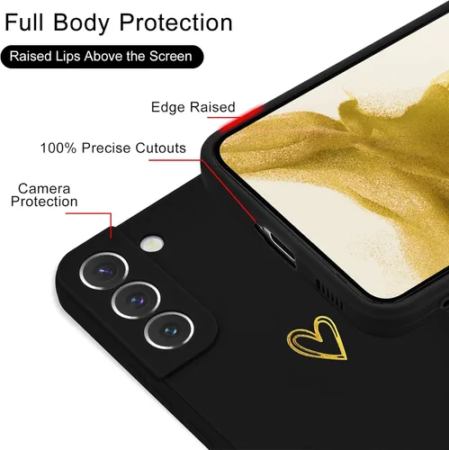 Miniatura 4 de Wirvyuer Funda para Samsung Galaxy S22, bonita funda delgada a prueba de golpes con soporte de carga inalámbrica y protección, color negro