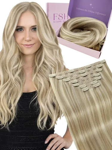 Miniatura 31 de Fshine Extensiones de cabello con broches, 22 pulgadas, 7 unidades, color marrón oscuro, doble trama, extensiones de cabello humano real con clip