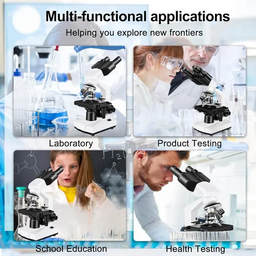 Miniatura 8 de Microscopio para adultos con oculares WF10x y WF25x, aumento de 40X-2000X, cámara USB, microscopio para adultos adecuado para laboratorio y escuela