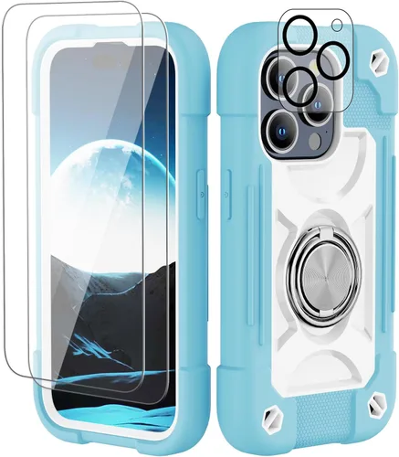 Miniatura 123 de Funda para iPhone 11 de 6.1 pulgadas con soporte de anillo, con 2 protectores de pantalla de vidrio, resistente a los golpes, resistente a
