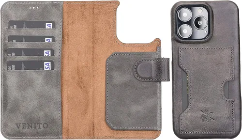 Miniatura 160 de Venito Florence - Funda de piel compatible con Samsung Galaxy S9, extra segura con bloqueo RFID, cartera desmontable para teléfono (gris decolorado)