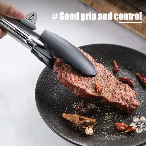 Miniatura 7 de Pinzas de cocina, pinzas de 9 pulgadas para cocinar con puntas de silicona, pinzas de silicona pequeñas de grado alimenticio, mini pinzas