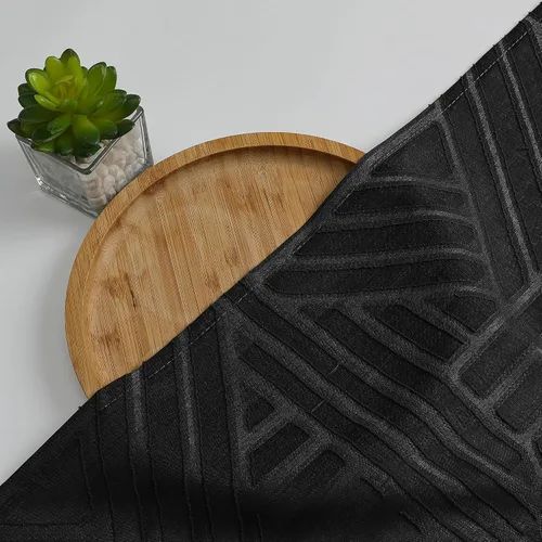 Miniatura 7 de Simplebrand Cortinas traslúcidas negras de cocina de 24 pulgadas de largo, 2 paneles, filtrado de luz, geométrico jacquard con textura, cortinas