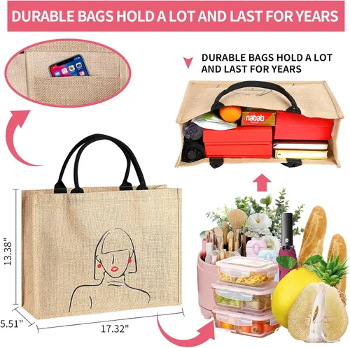 Miniatura 3 de Bolsa de playa grande para mujer con bolsillo frontal transparente, bonita bolsa de paja para uso en verano, bolsa de compras reutilizable