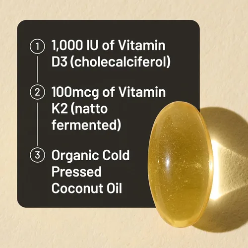 Miniatura 4 de NatureWise Vitamina D3 1000UI + K2 (MK7) 100mcg con aceite de coco orgánico extra virgen - Apoya la absorción de calcio, la salud ósea e inmune