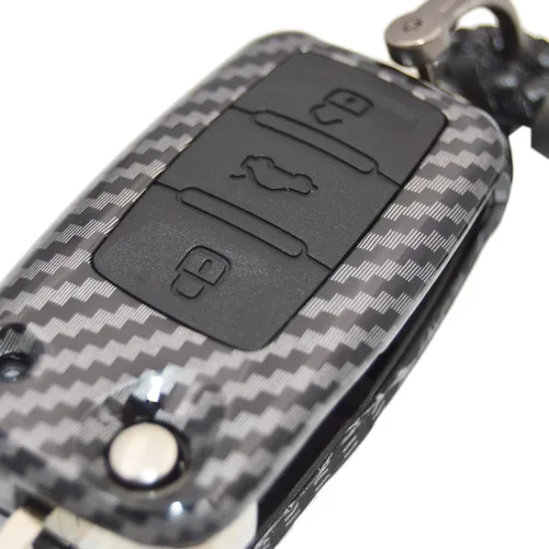 Miniatura 3 de Funda protectora de 2 capas para llavero de carbono híbrido para Volkswagen VW Beetle CC Golf GTI Jetta Passat Tiguan Touareg 2011-2015 3 botones