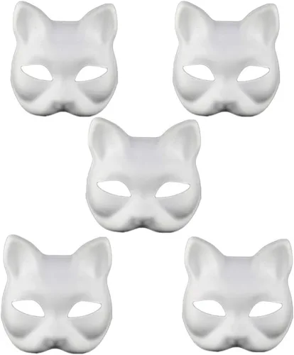 Miniatura 2 de SUPVOX Juego de 5 máscaras en blanco para pintura facial, máscaras de papel ecológicas para fiestas de niños, Halloween y cosplay