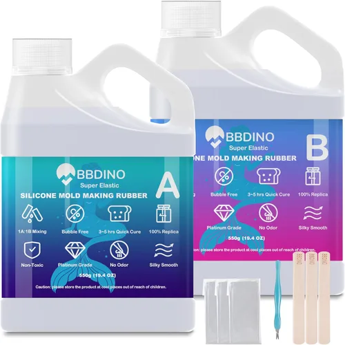 Miniatura 11 de BBDINO Kit de fabricación de moldes de silicona - Silicona súper elástica para hacer moldes de 2 galones - Mezcla de grado platino 1A:1B - Ideal 282