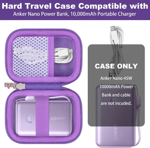 Miniatura 4 de khanka Hard Case Replacement for Anker 45W Wall Charger 5,000mAh 20W Portable Charger, 521 Power Bank (PowerCore Fusion), Case Only (Purple)