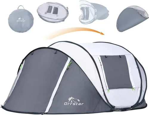 Miniatura 3 de Pop Up Tents for Camping 2-4 Person Waterproof Easy Up Setup Camping Tent 2 Big Doors Instant Family Blanco