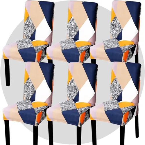 Miniatura 32 de Juego de 6 fundas elásticas para sillas de comedor, color blanco hueso, elásticas, lavables, extraíbles para cocina, hotel, restaurante Blanco roto