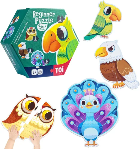Miniatura 8 de TOI Rompecabezas de piezas grandes para niños de 2 a 4 años, 4 paquetes de rompecabezas para principiantes para niños pequeños, rompecabezas