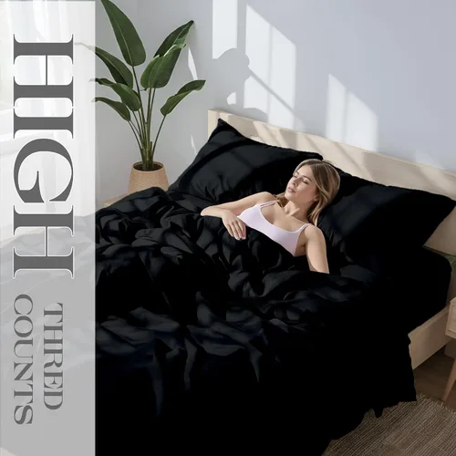Miniatura 39 de Bluemoon Homes Sábanas de Algodón Egipcio Twin - Juego de Sábanas de 4 Piezas, Juego de Ropa de Cama de 1000 Hilos, Suave y Lujoso Juego de Sábanas