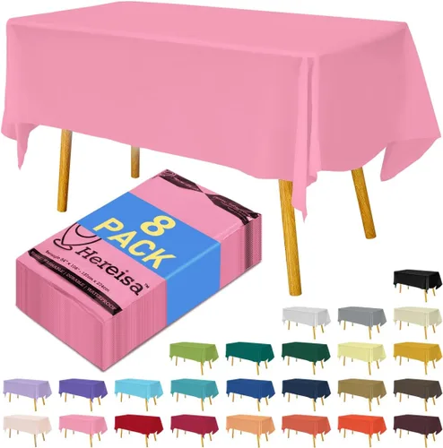 Miniatura 20 de Paquete de 3 manteles de plástico desechables de 54 x 108 pulgadas, manteles de color blanco hueso, manteles de fiesta nupcial para fiestas