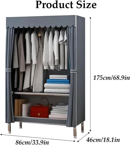 Miniatura 2 de large closets Portable Wardrobe Closet Thick Metal Frame Closets for Bedroom Cloth Wardrobe Closet for Bedroom Hanging Clothes Closet Space-saving