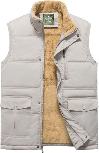 Miniatura 24 de XinYangNi Chaleco de invierno con forro polar para hombre, chaqueta de burbujas cálida e informal