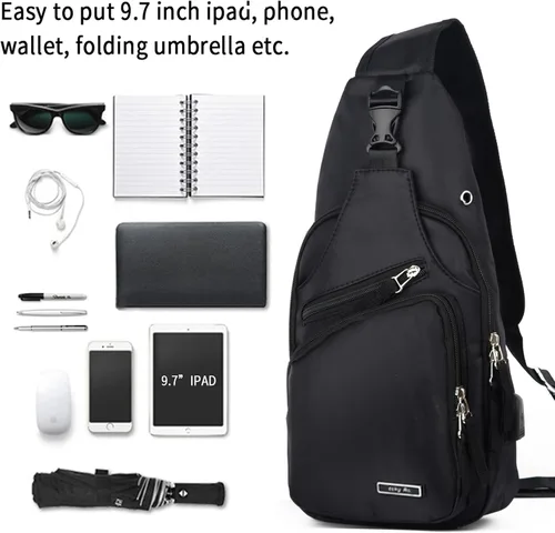 Miniatura 5 de Bolso bandolera pequeño para hombres y mujeres, resistente al agua, con una correa, bolso cruzado en el pecho para senderismo y viajes