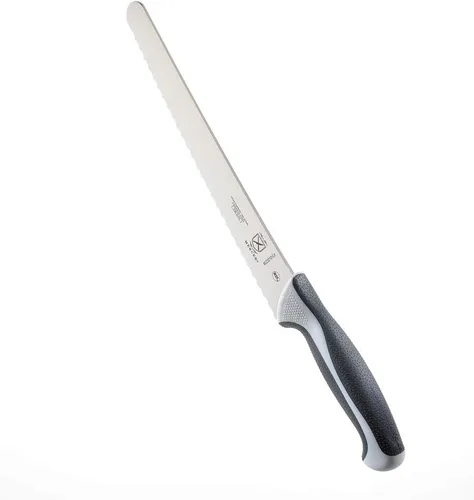 Miniatura 4 de Mercer Culinary Millennia Colors - Cuchillo para pan de acero inoxidable, borde ondulado de 10 pulgadas de ancho, color gris