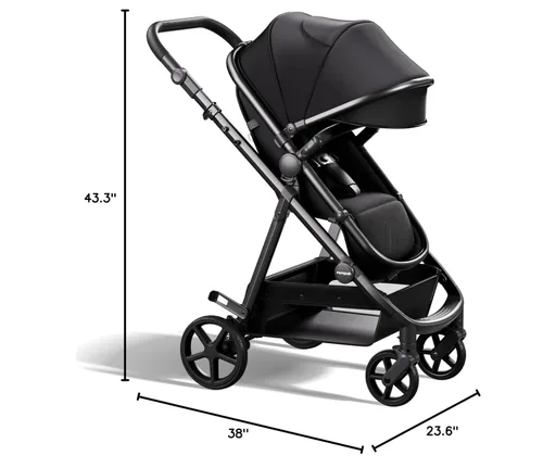 Miniatura 10 de Mompush Cochecito de bebé, convertible 2 en 1 con opción de moisés, compatible con asiento de automóvil infantil, incluye adaptador, cochecito Negro