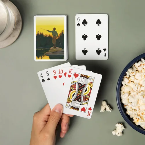 Miniatura 2 de Lantern Press Escena de pesca con mosca (52 cartas de juego, baraja de cartas de tamaño póquer con comodines)