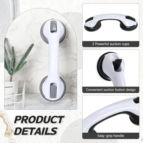 Miniatura 3 de Qunclay Paquete de 4 barras de agarre de 12 pulgadas para bañeras, mango de ducha, barras de apoyo para ducha para personas mayores, discapacitados