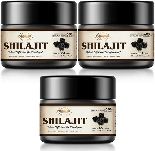 Resina de Shilajit Pura del Himalaya Orgánica - Potencia Máxima de 600mg Resina de Shilajit Orgánico Natural con 85+ Minerales Traza y Ácido Fúlvico