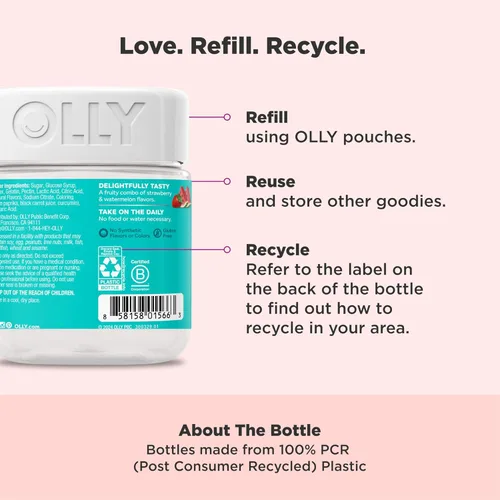 Miniatura 4 de OLLY Teen Girl Multi Gummy, piel saludable y apoyo inmunológico*, vitaminas esenciales, biotina, zinc, multivitamínico masticable, sabor a melón