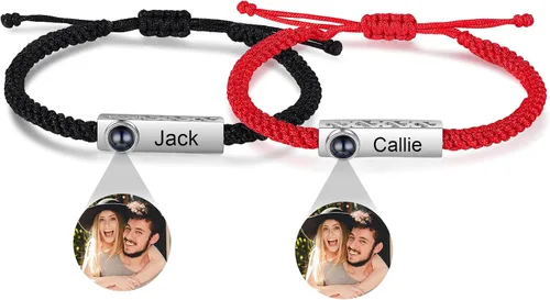 Pulsera personalizada con imagen en el interior, pulseras personalizadas para parejas de proyección de fotos para él y ella, pulseras a juego para