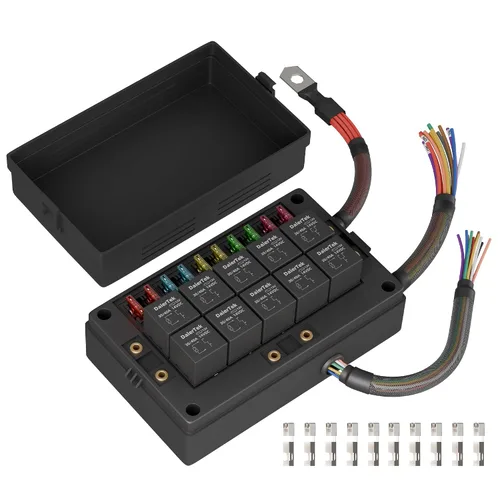Miniatura 9 de DaierTek Caja de Fusibles y Bloque de Relés de 12V, 8 Relés 12 Fusibles de Cuchilla ATC/ATO Panel Precableado a Prueba de Polvo Caja de Fusibles
