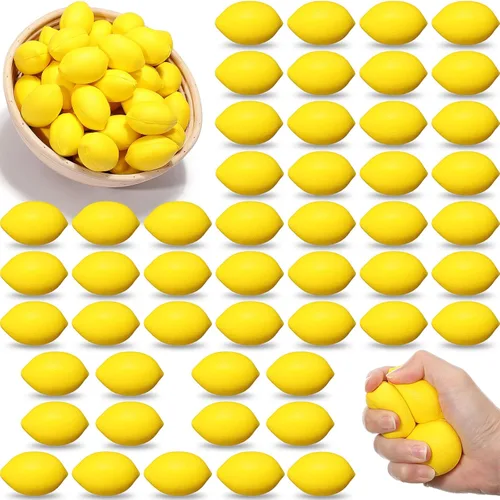Jerify 50 unidades de limones falsos para decoración de limón, bolas de estrés pequeñas de espuma sintética sintética para aliviar el estrés,