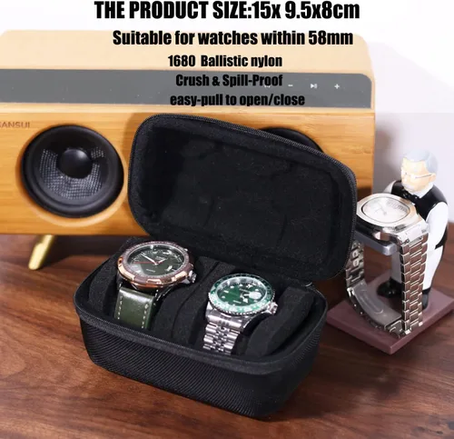 Miniatura 3 de Besforu Funda de viaje para reloj para hombres y mujeres, caja de almacenamiento portátil de un solo reloj y organizador para relojes de pulsera
