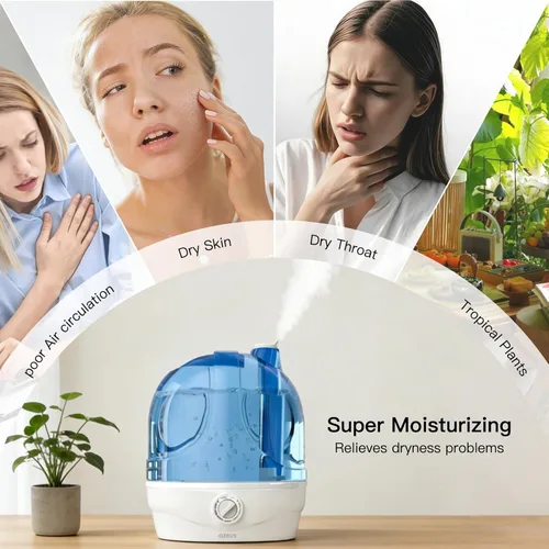 Miniatura 6 de AZEUS Humidificador ultrasónico de niebla fría de gran capacidad de 2.8 litros, potente control de humedad para espacios cómodos, dura hasta 30