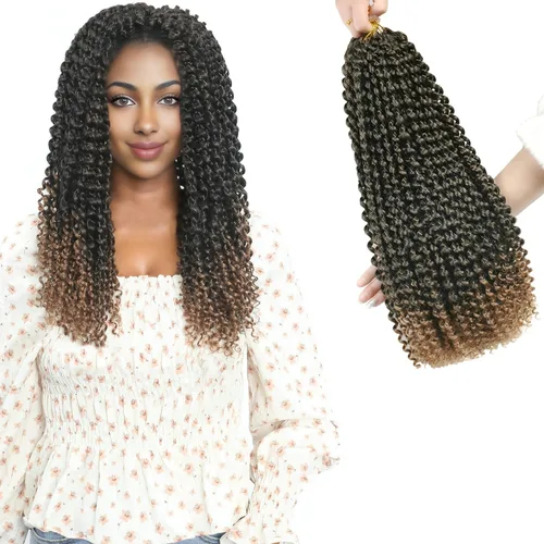Miniatura 11 de Paquete de 7 paquetes de cabello Passion Twist de 18 pulgadas, cabello ondulado de ganchillo previamente enrollado, trenzas bohemias para mujeres