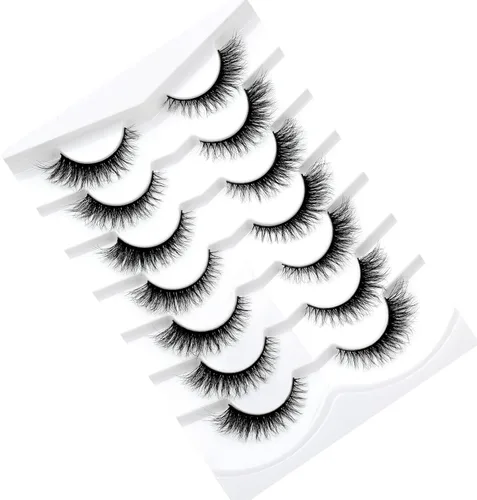 Miniatura 467 de Pooplunch - Pestañas postizas finas de visón sintético, estilo ojo de gato, naturales, cruzadas, tipo racimo, efecto 8D de volumen, tiras