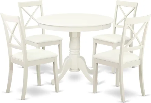 Miniatura 10 de East West Furniture ANBO3-CAP-C Juego de mesa de cocina de 3 piezas para espacios pequeños contiene una mesa de comedor redonda con pedestal y 2
