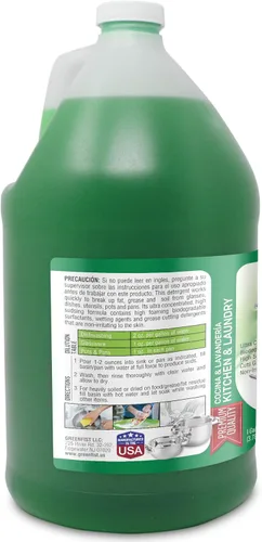 Miniatura 5 de GreenFist Jabón para platos profesional detergente líquido para ollas y sartenes, uso ligero o pesado (1 galón Unisoft) (1 galón verde)